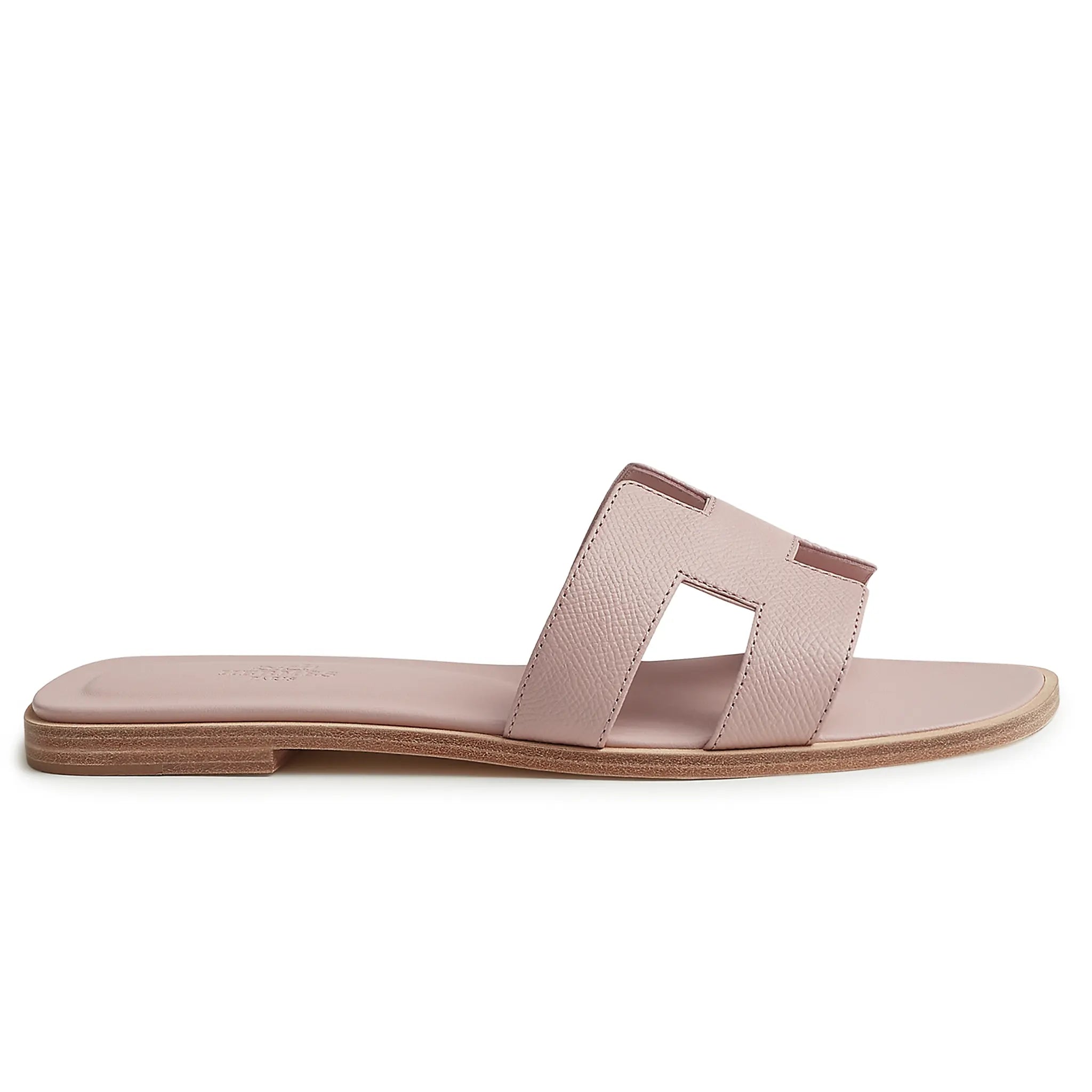 Side View of Hermes Paris Oran Rose Porcelaine Sandal H202272ZV27360